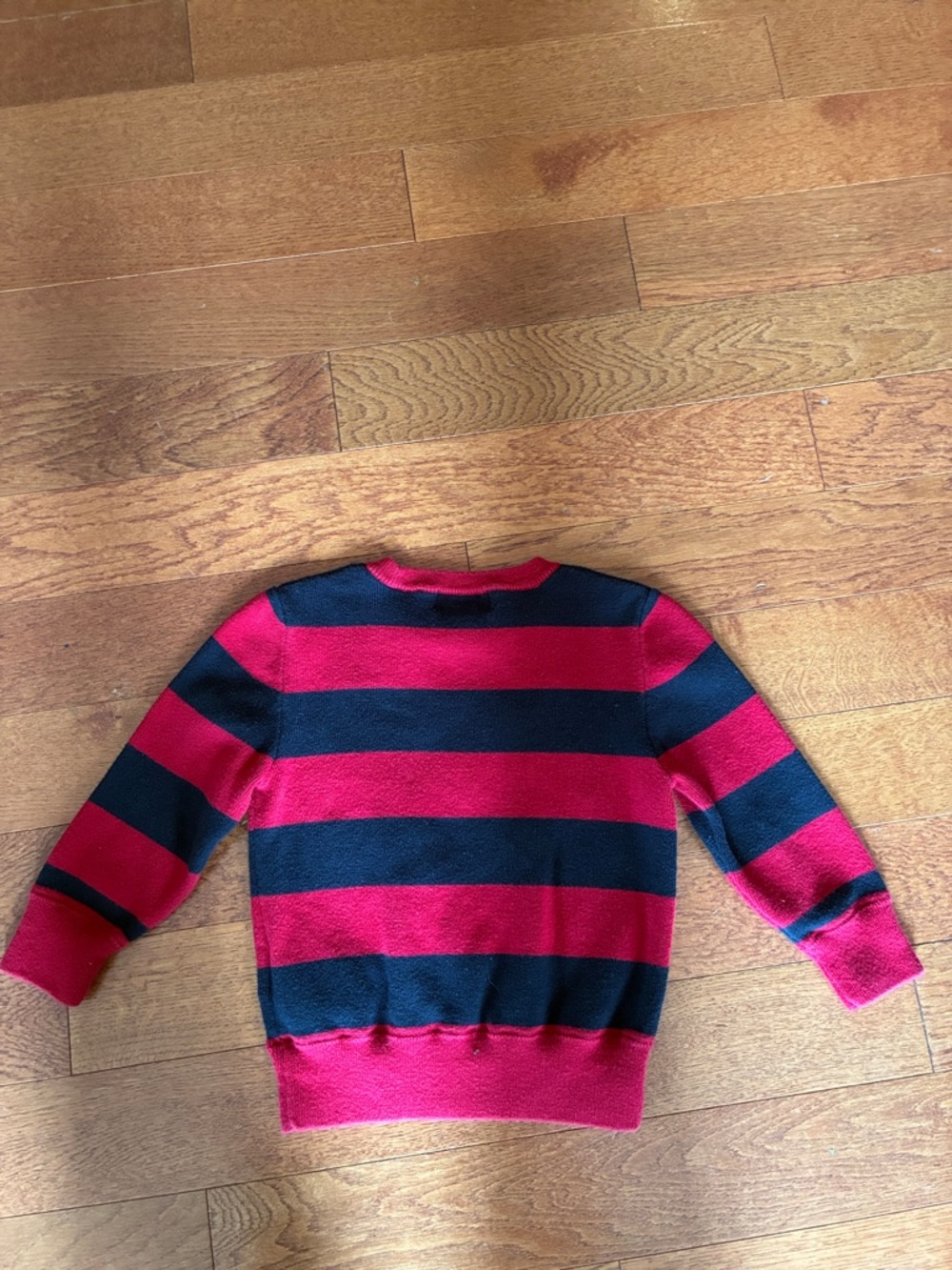 Polo by Ralph Lauren Red and Navy Striped Crewneck Sweater - Kids 2T - Picture 4 of 5
